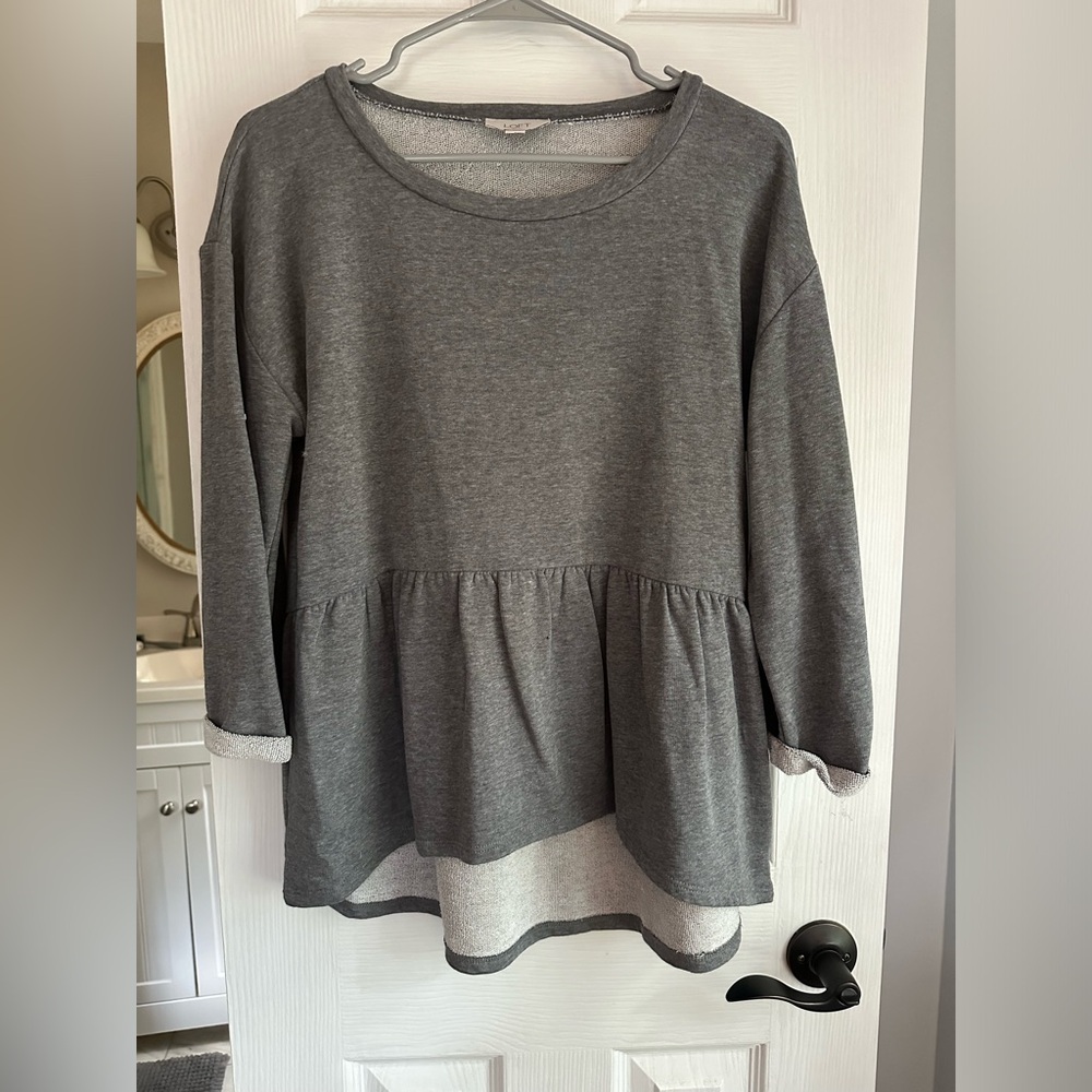 Loft Grey Peplum Top